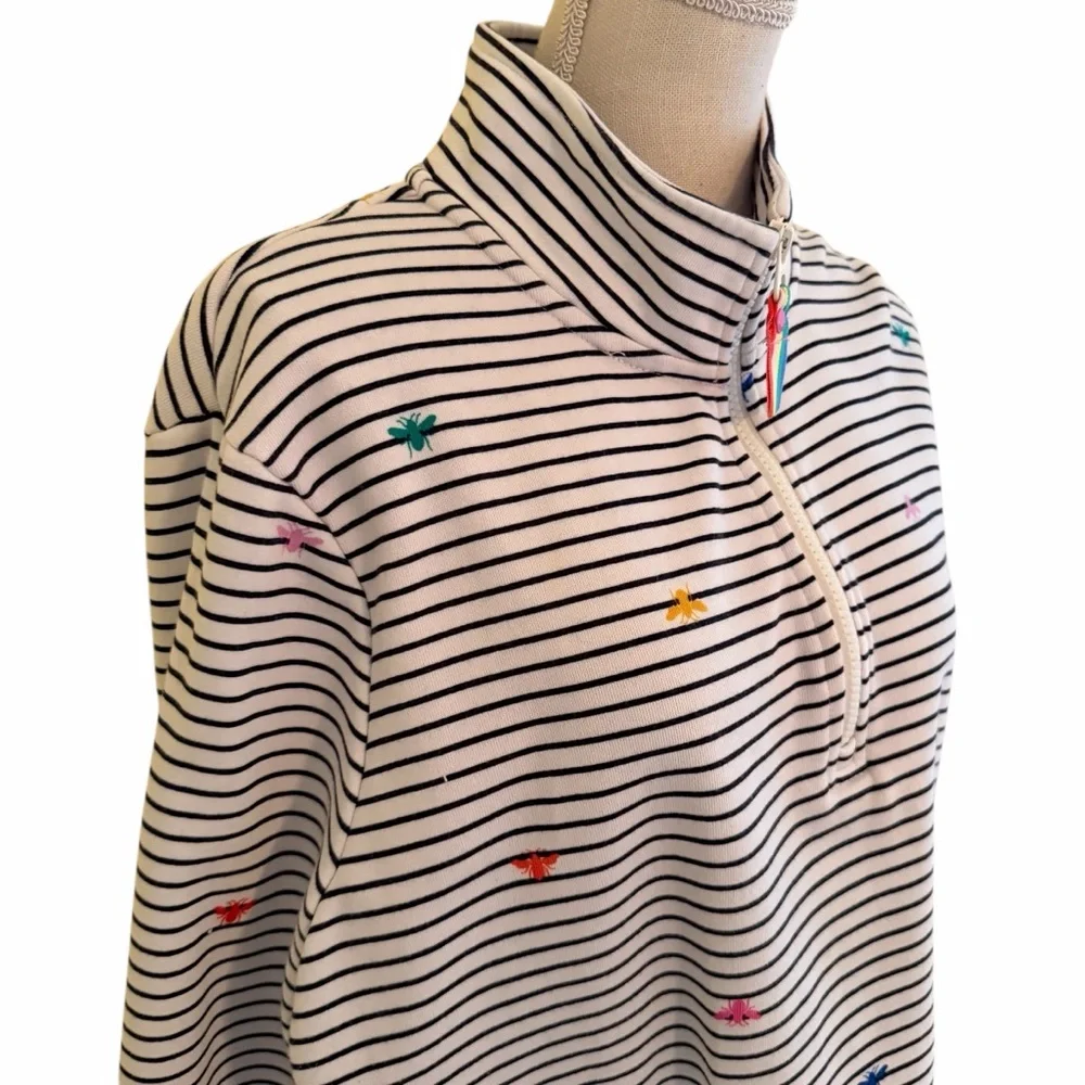 Joules Pip Print Half Zip Sweatshirt in Rainbow Bee Stripe Pattern 18 - Picture 6 of 13